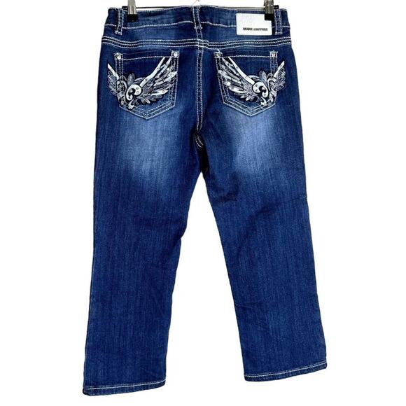 Denim Couture Jeans Women Size 31 Embellishments Zip & Button Closure Angel wing - Picture 2 of 10